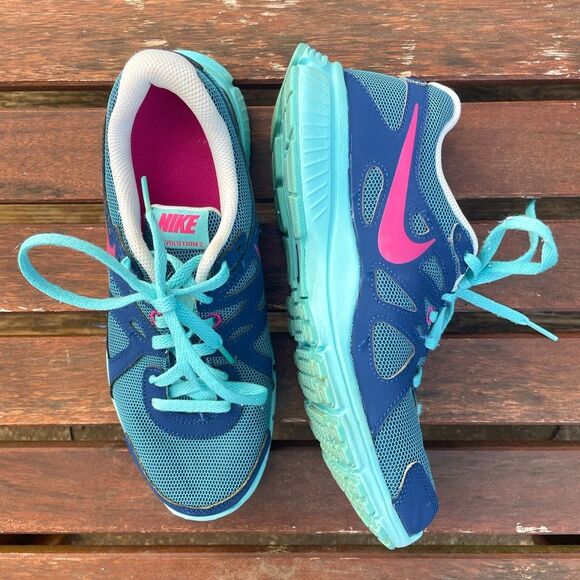 Nike Revolution 2 Girls Youth 6 Sneaker Shoes Athletic Blue Pink 555090-008 Kids - Picture 1 of 8